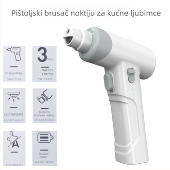 Brusilica za nokte za kućne ljubimce, trostupanjski električni trimer za pse i mačke, automatski trimer za nokte, USB punjenje, rezač noktiju, prekogranični