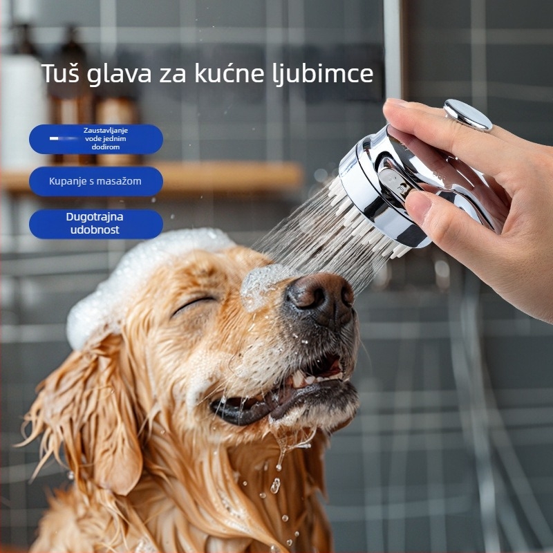 Tuš za kućne ljubimce, tuš za mačke i pse, naprava za masažu, ribanje, glava pod pritiskom, mjehurići