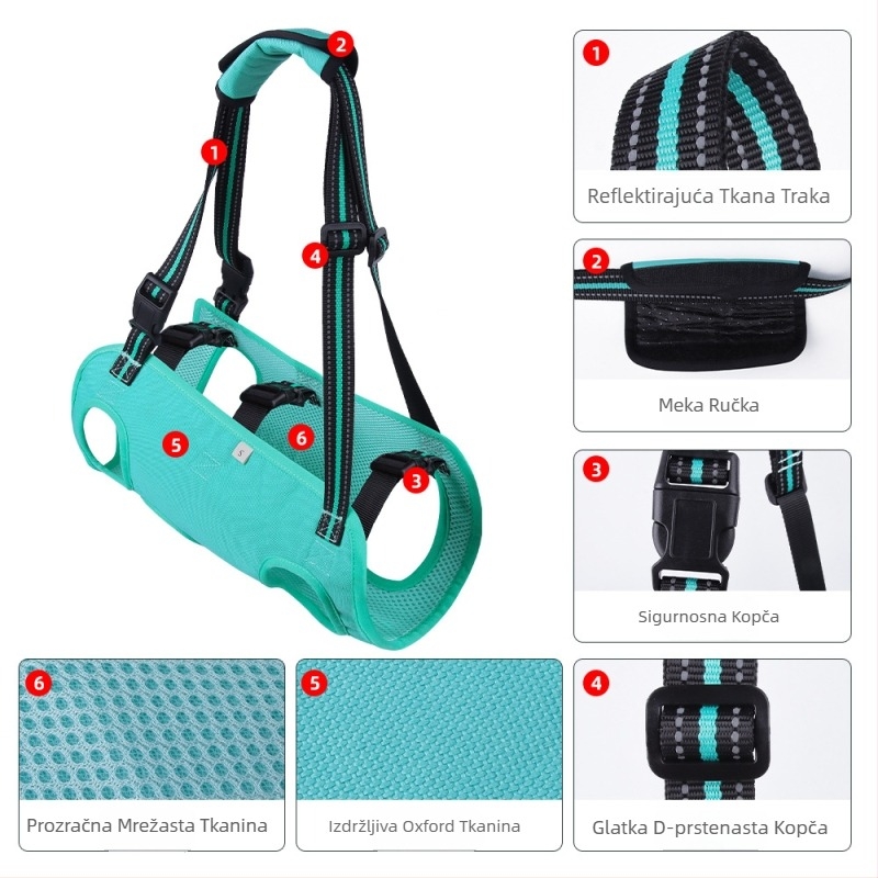 Amazonov novi pomoćni pojas za kućne ljubimce za starije pse, pse s invaliditetom, rehabilitacijska putovanja, veleprodaja podesivog užeta za vuču za prsa i leđa