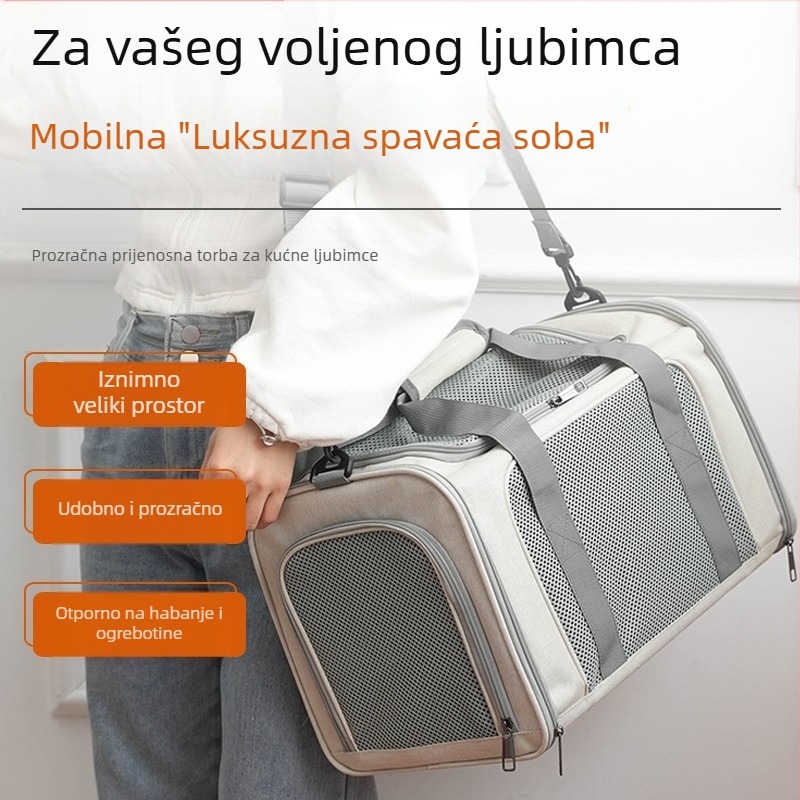 Torba za mačke, izlazna prijenosna, velikog kapaciteta, prozračna, kavez za mačke u automobilu, kavez za mačke, torba za pse, prijenosna, sklopiva torba za kućne ljubimce preko tijela