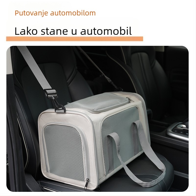 Torba za mačke, izlazna prijenosna, velikog kapaciteta, prozračna, kavez za mačke u automobilu, kavez za mačke, torba za pse, prijenosna, sklopiva torba za kućne ljubimce preko tijela