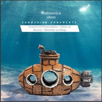 Akvarij, kućica za bijeg od male ribe, ukrasi od smole, ukrasi za akvarij, simulacija krajolika za akvarij, ukrasi za podmornicu, pribor za akvarij