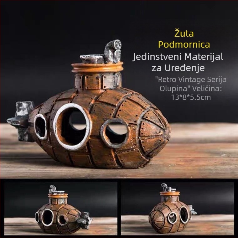 Akvarij, kućica za bijeg od male ribe, ukrasi od smole, ukrasi za akvarij, simulacija krajolika za akvarij, ukrasi za podmornicu, pribor za akvarij