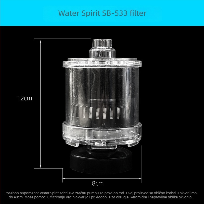 Songbao vodeni goblin, keramički okrugli akvarij s tri filtera, mali akvarij s kisikom, pneumatski mini usisni WC