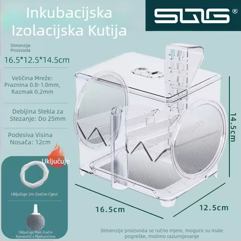 SQG Kutija za izolaciju izleganja akvarija, akrilna kutija za uzgoj gupija, tropske ribe, mala riba, kuća za izleganje mladih riba