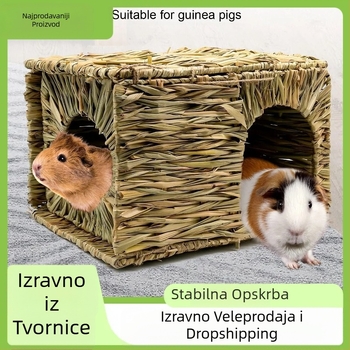 Temu Vruća Sklopiva Kućica od Slame za Zeca Za Jednostavno Pohranjivanje Kavez Za Hrčke Prirodne Vodene Biljke Ručno Pleteno Gnijezdo za Vodene Biljke