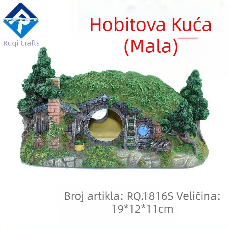 Ruiqi Akvarijski krajolik Ukrasi za dvorac Mali hobitski akvarij Drvena kuća Prekogranična opskrba