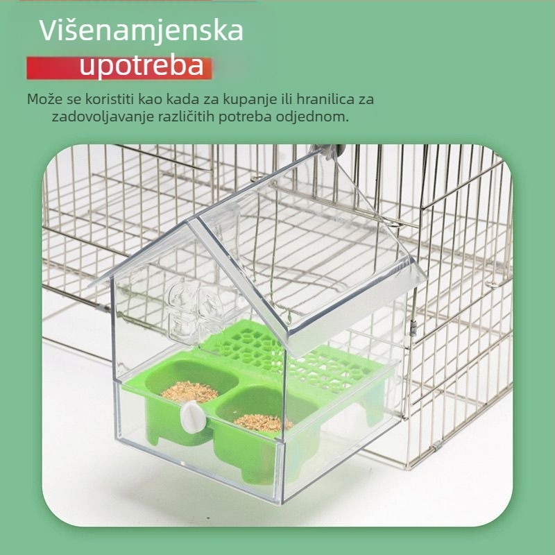 Hranilica za papige, krovni umivaonik za kupanje, sunce, crni feniks, božur, ptica, prozirna kutija za hranjenje vodom, lako se čisti B