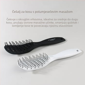 Proizvođačev gotovi muški češalj za frizuru, mali zakrivljeni češalj, glatka kosa, češalj s devet redova širokih zubaca, frizerski alat, češalj za oblikovanje s uljnom glavom