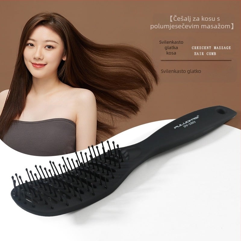 Proizvođačev gotovi muški češalj za frizuru, mali zakrivljeni češalj, glatka kosa, češalj s devet redova širokih zubaca, frizerski alat, češalj za oblikovanje s uljnom glavom