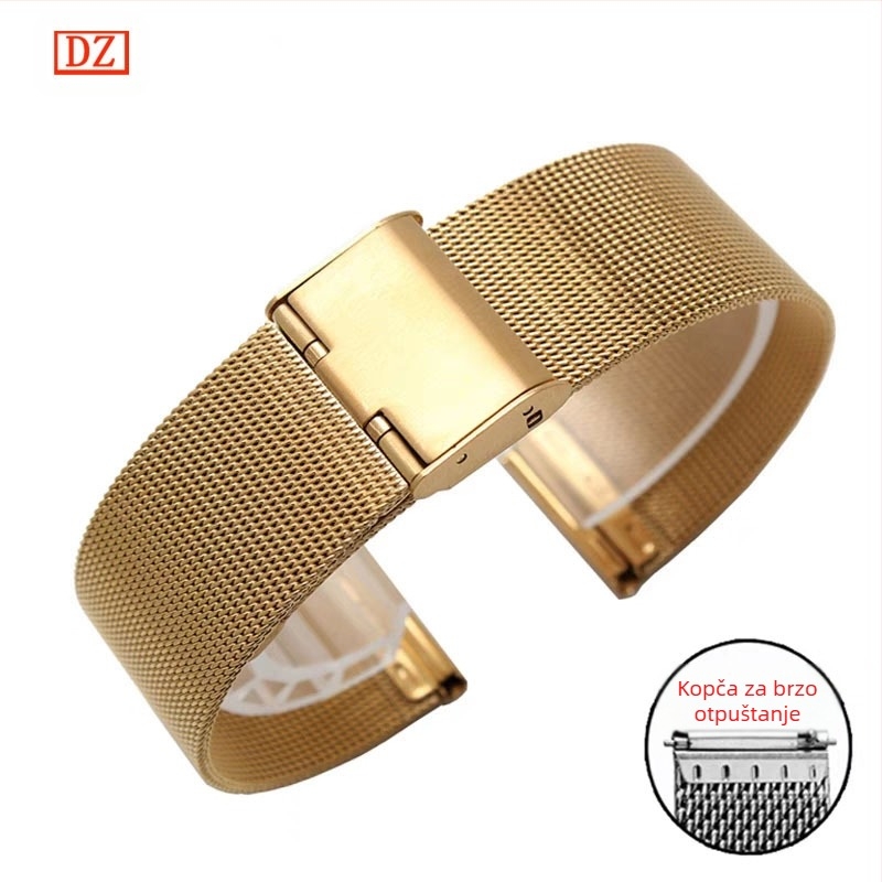 Pogodno za Dw nehrđajući čelik Huawei Gt 5m Lan尼斯 mrežasti remen Apple iWatch s jednom/dvostrukom kopčom 04 Line remen za sat