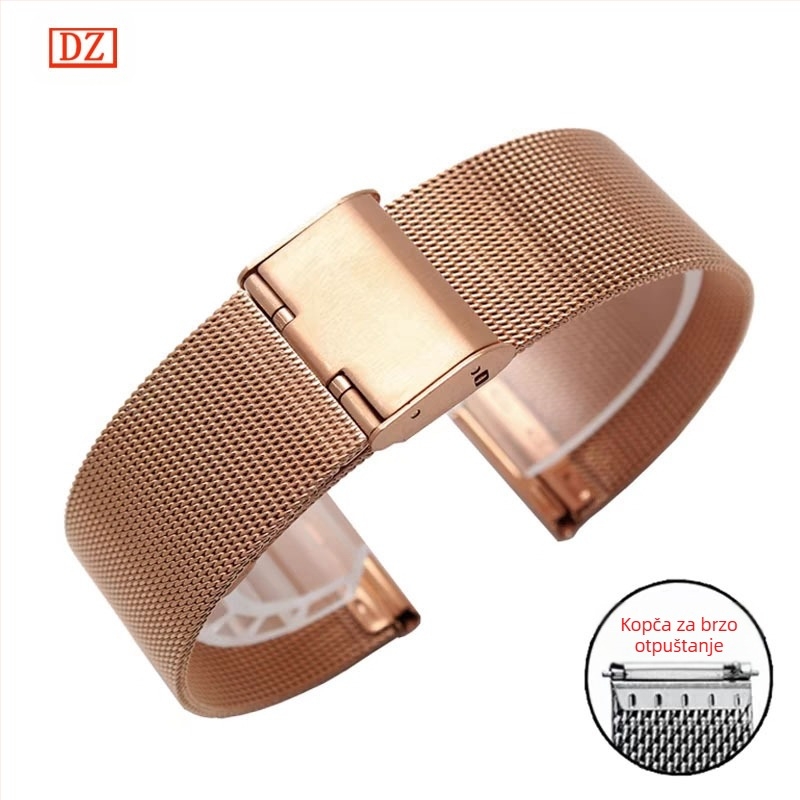 Pogodno za Dw nehrđajući čelik Huawei Gt 5m Lan尼斯 mrežasti remen Apple iWatch s jednom/dvostrukom kopčom 04 Line remen za sat