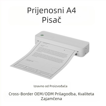 Kućni A4 pisač Mali bežični Bluetooth prijenosni ručni A4 termalni pisač bez tinte Kućni spojen na mobilni telefon