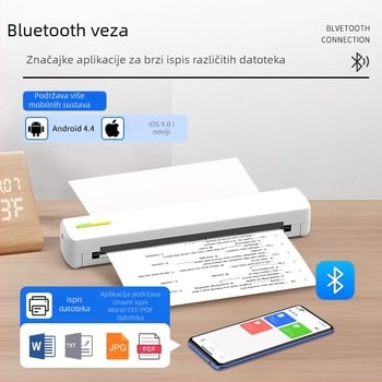 Mini termalni pisač, bežični printer, ispis s mobilnog telefona, testni pisač, Bluetooth veza, ispis tetovaža