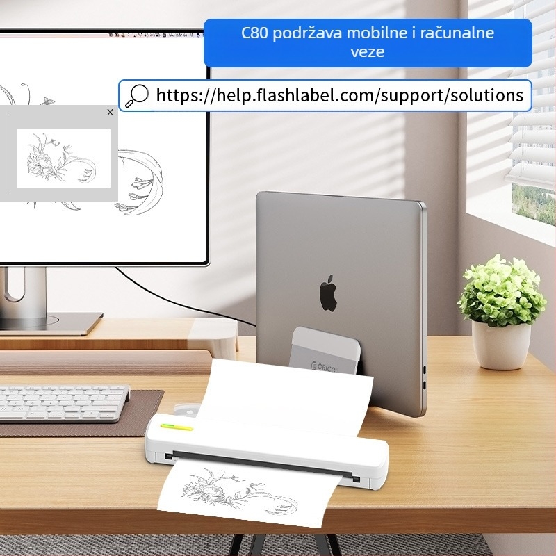 Mini termalni pisač, bežični printer, ispis s mobilnog telefona, testni pisač, Bluetooth veza, ispis tetovaža