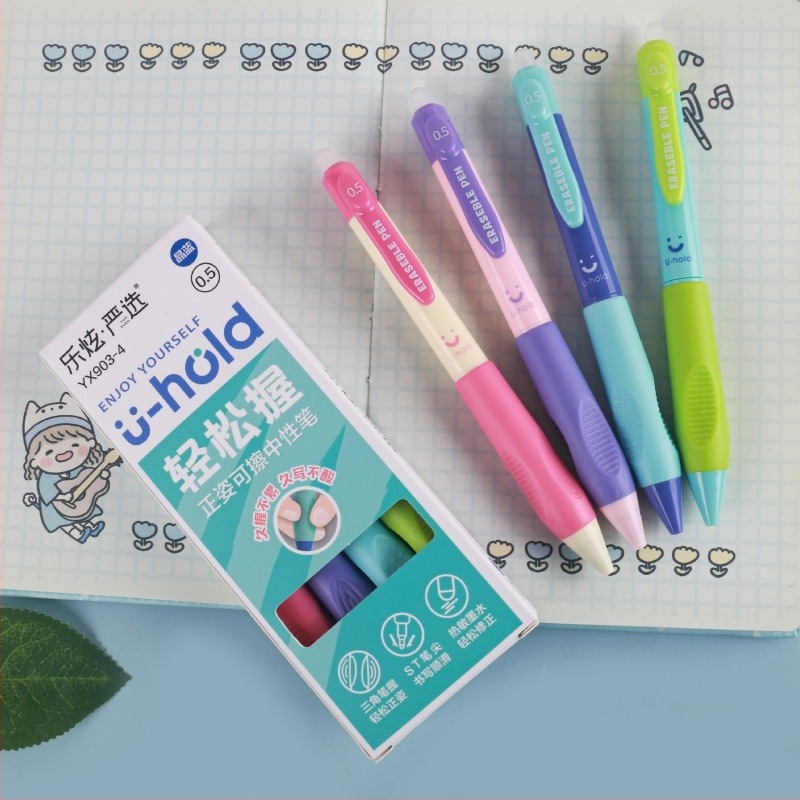 Lexuan gel olovka za pozitivno držanje s izbrisivim efektom za učenike osnovne škole, posebna čarobna gumica s gumicom za brisanje, plava i crna, za korekciju držanja