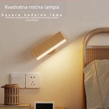 Kvadratna noćna lampa za krevet, atmosferska magnetska zidna noćna lampa, stolna lampa s podesivim kutom, noćna lampa za spavaću sobu