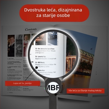 Ručno povećalo 5X 10X povećalo visoke rezolucije za starije osobe sa svjetlom LED povećalo za čitanje Amazon novi model
