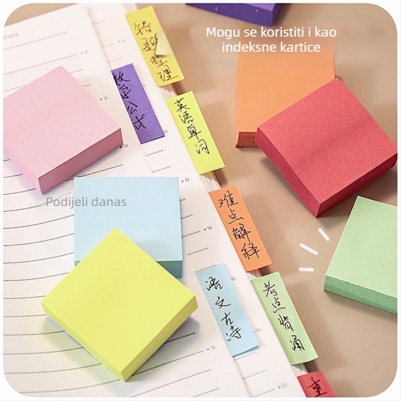 Ljepljivi papirići u boji, visoke vrijednosti boje, ljepljivi papirići za učenike osnovnih škola, ručni račun, uredski indeks, naljepnica za osnovnu školu