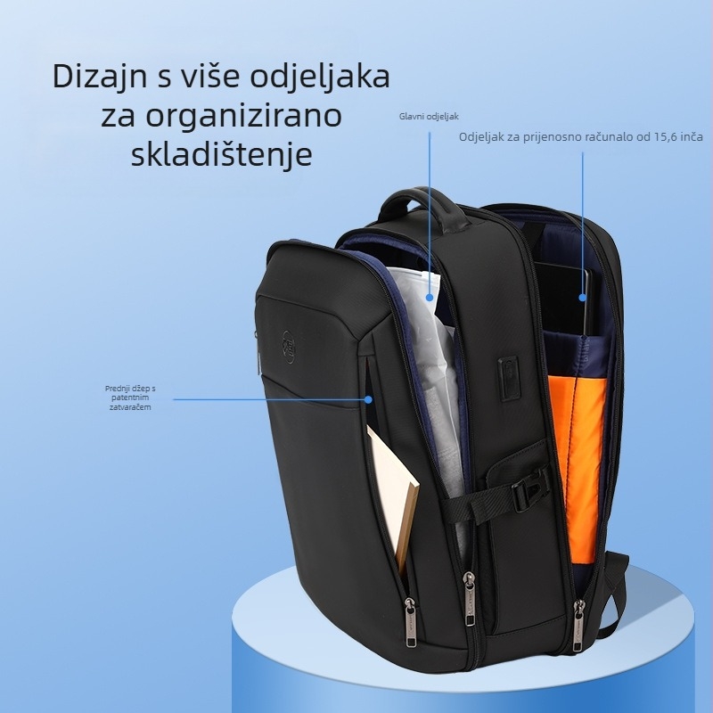 Novi moderni poslovni ruksak za muškarce, vodootporni ruksak velikog kapaciteta s bravom za lozinku, višenamjenska torba za računalo s protuprovalnom zaštitom