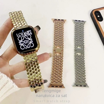 Pogodno za Apple Watch s uzorkom riblje ljuske, metalni remen od nehrđajućeg čelika za sat I Watch 5678s9 generacije SE