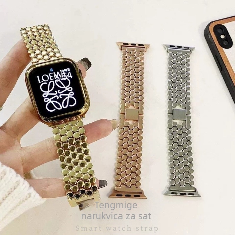 Pogodno za Apple Watch s uzorkom riblje ljuske, metalni remen od nehrđajućeg čelika za sat I Watch 5678s9 generacije SE