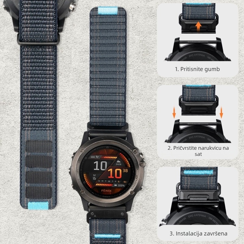 61S Pogodno za Garmin Garmin Fenix8/567Xproepix965 Wave najlonska petlja remen