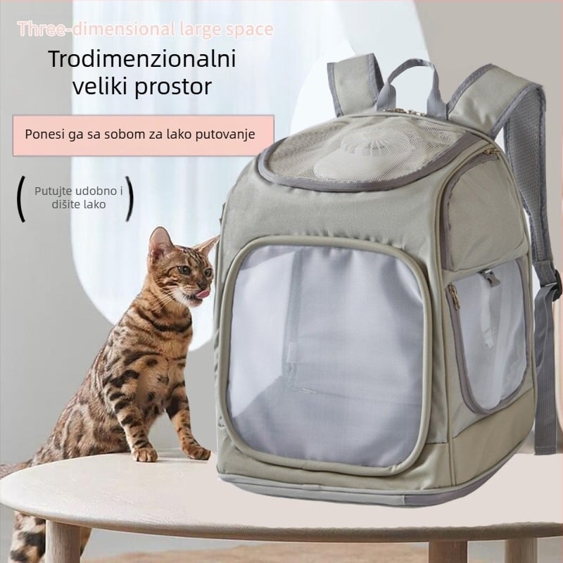 Novi ruksak za kućne ljubimce, prijenosni ruksak za mačke, prozračni mrežasti ruksak za mačke s ventilatorom