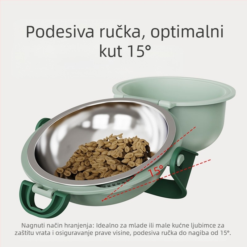 Prekogranična dvoslojna vanjska zdjela za piće za kućne ljubimce, podesiva zdjela za pseću hranu, prijenosna visoka zdjela za kućne ljubimce, sklopiva, protiv gušenja