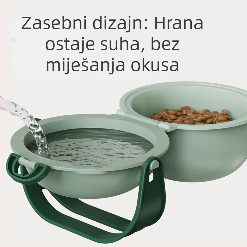 Prekogranična dvoslojna vanjska zdjela za piće za kućne ljubimce, podesiva zdjela za pseću hranu, prijenosna visoka zdjela za kućne ljubimce, sklopiva, protiv gušenja