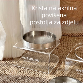 Zdjela za mačke od nehrđajućeg čelika, visoka akrilna povišena polica, štiti vratnu kralježnicu, zdjela za pse, zdjela za pse velikog promjera, zdjela za vodu i hranu za kućne ljubimce
