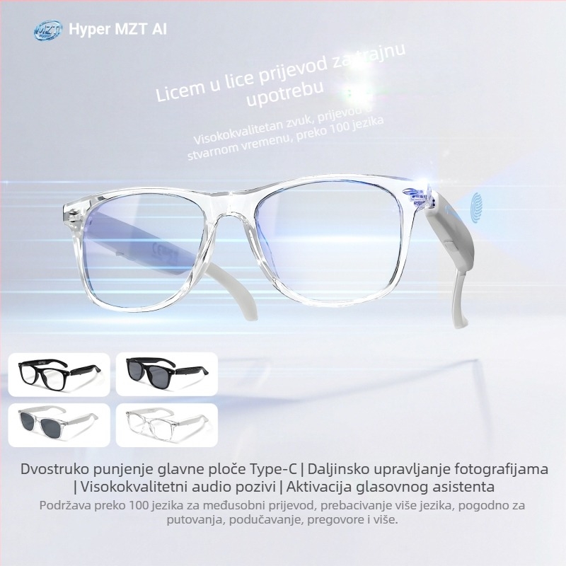 F16 Nove AI naočale za prevođenje Bluetooth naočale za 100+ jezika, naočale za prevođenje u stvarnom vremenu, pametne naočale za slušanje pjesama i pozivanje