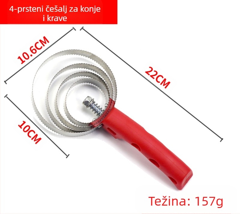 Češalj za konje i krave od nehrđajućeg čelika s četiri, pet i šest krugova, nazubljeni češalj za konje i krave, strugač znoja, grablje protiv svrbeža, češalj od konjske dlake, veleprodaja zuba protiv škakljanja