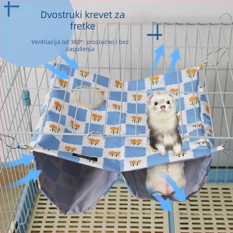 Dvoslojna viseća mreža za tvorove, tunelsko gnijezdo, medeni quoll, viseće gnijezdo za male kućne ljubimce, kanal, ljetna prekogranična vreća za spavanje od nerca