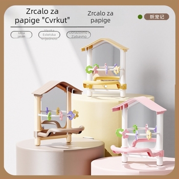 Viseći kavez s velikim ogledalom za papige, golupčiće, nimfe i male ptice