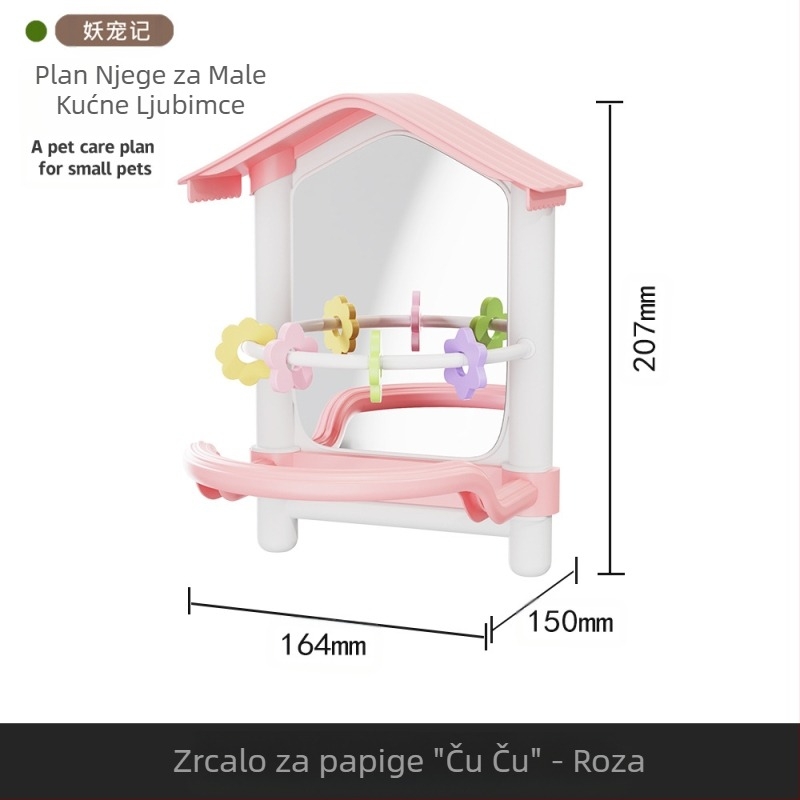 Viseći kavez s velikim ogledalom za papige, golupčiće, nimfe i male ptice