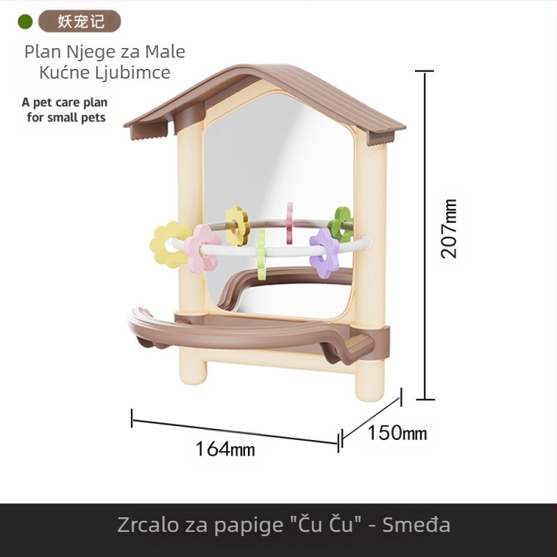 Viseći kavez s velikim ogledalom za papige, golupčiće, nimfe i male ptice