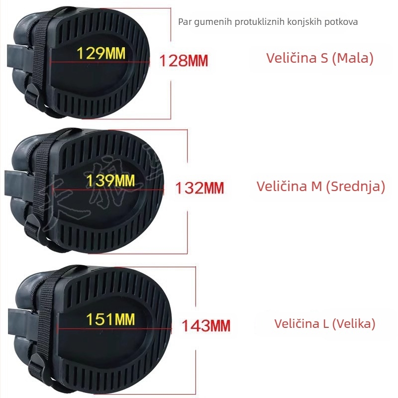 Gumene neklizajuće potkove, potkove bez čavala za ozlijeđene potkove, lijek za izbjegavanje kontakta s fekalnim otpadom