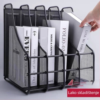 Metalni mrežasti stalak za spise, troslojni, četveroslojni držač za spise, okvir za pohranu podatkovnih traka, uredski stolni stalak za pohranu