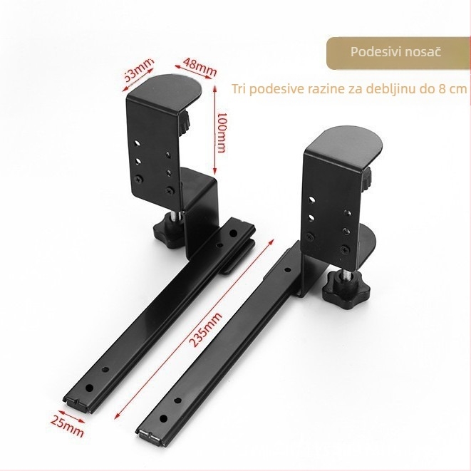 Hladno valjani čelik, tipkovnica bez bušenja, rotirajuća, podesiva, višenamjenski nosač za produženje položaja s kliznom vodilicom, teleskopski nosač ladice
