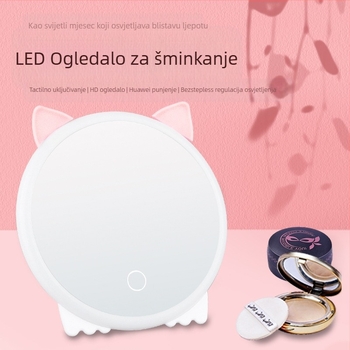 Novo LED ogledalo za šminkanje, široko sklopivo stolno ogledalo za toaletni stol, ručno napredno prijenosno ogledalo za spavaću sobu