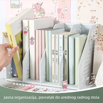 Deli TB505 Sklopivi okvir za spise, stolna polica za spise, uredski višeslojni stalak za spise, rastezljiv stalak za knjige