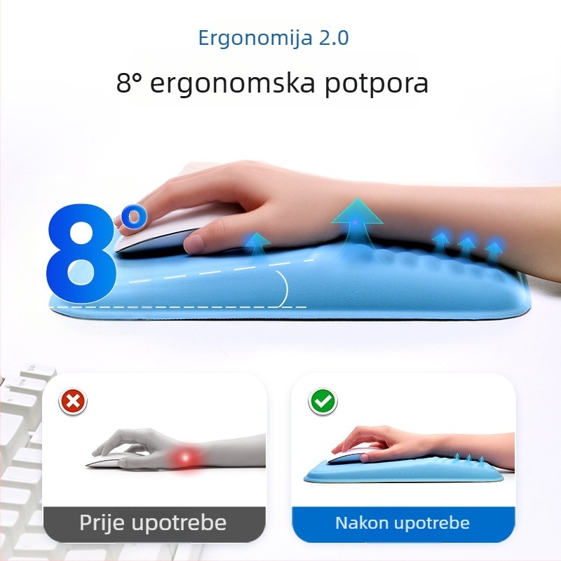 Podloga za miš od memorijske pjene, mekana, sporo se odbija, ugodna za kožu, jednostavna uredska podloga, silikonska podloga za miš od ručnog zgloba