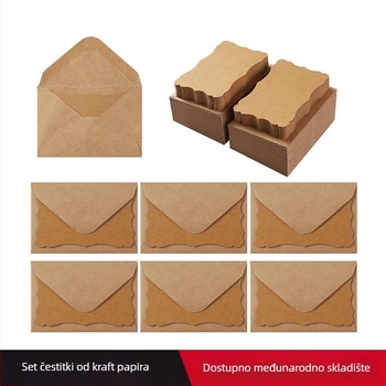 Kreativna čestitka od kraft papira, retro prazna čipkasta ručna omotnica za rođendan, Dan zahvalnosti, blagoslov