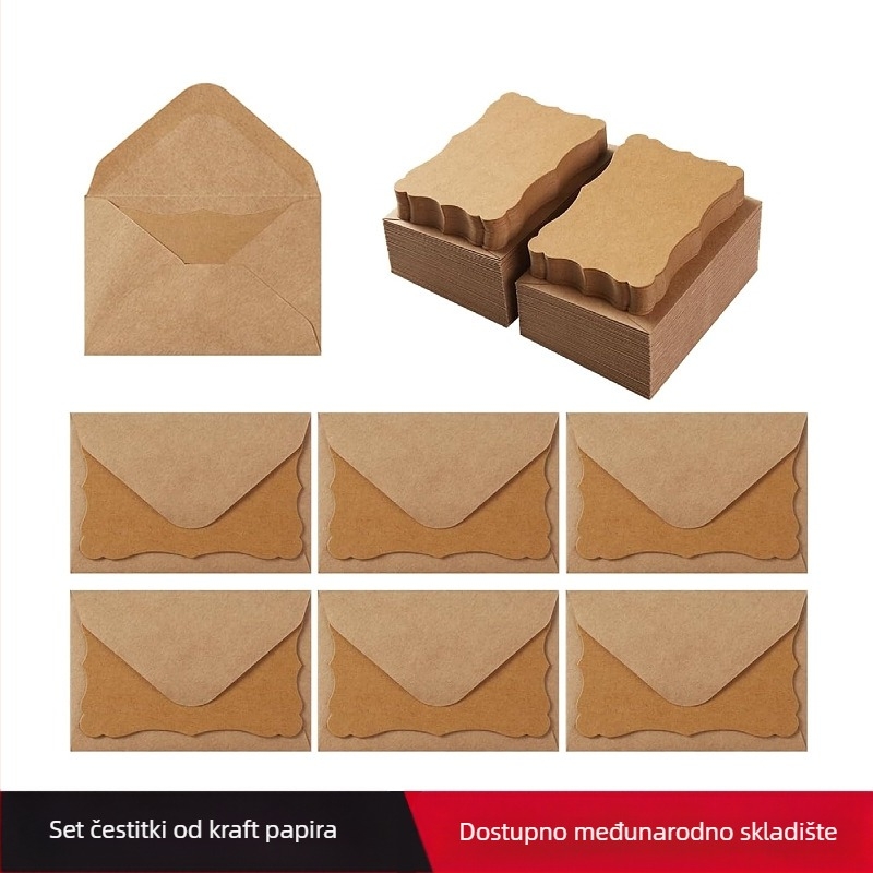 Kreativna čestitka od kraft papira, retro prazna čipkasta ručna omotnica za rođendan, Dan zahvalnosti, blagoslov