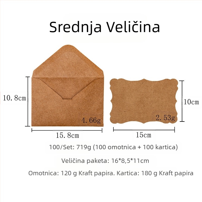 Kreativna čestitka od kraft papira, retro prazna čipkasta ručna omotnica za rođendan, Dan zahvalnosti, blagoslov