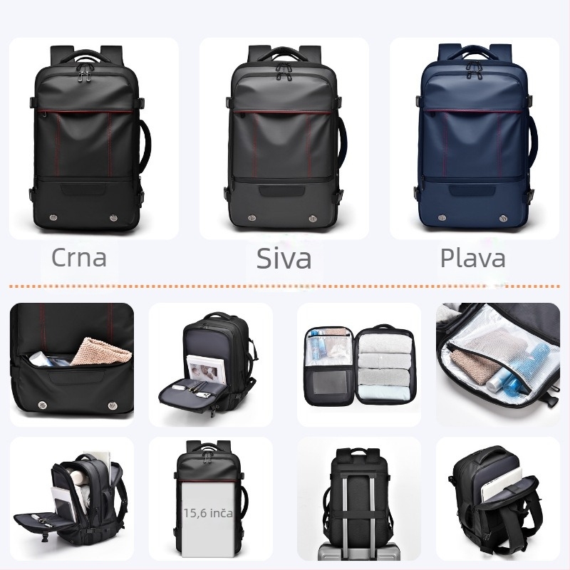 Prekogranični proširivi ruksak velikog kapaciteta za računalo, muška vrhunska poslovna torba za putovanja