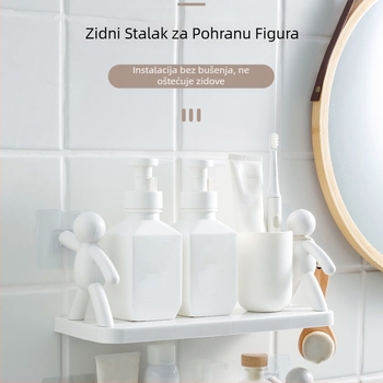 Zidni stalak za odlaganje male osobe, stalak za odlaganje kozmetike za kupaonicu bez bušilica, kuhinjski organizator za staklenke za začine, stalak za odlaganje u kući