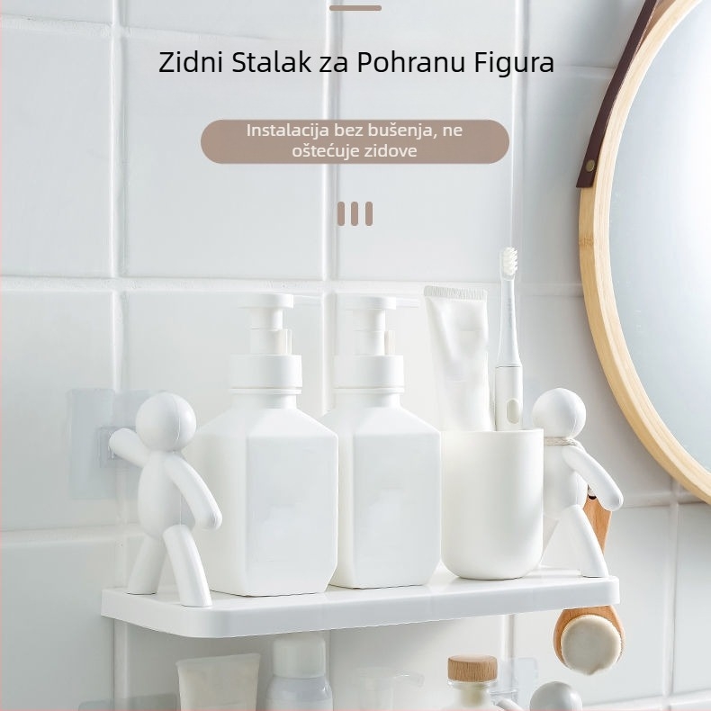 Zidni stalak za odlaganje male osobe, stalak za odlaganje kozmetike za kupaonicu bez bušilica, kuhinjski organizator za staklenke za začine, stalak za odlaganje u kući