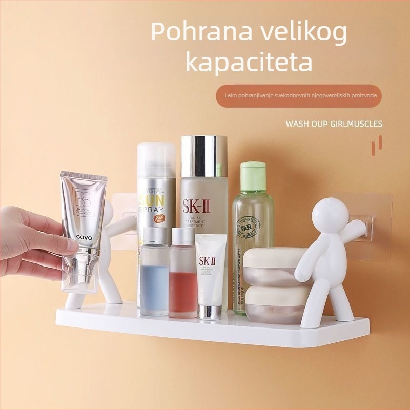 Zidni stalak za odlaganje male osobe, stalak za odlaganje kozmetike za kupaonicu bez bušilica, kuhinjski organizator za staklenke za začine, stalak za odlaganje u kući